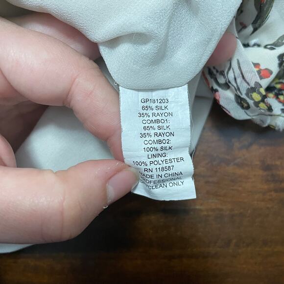 Jason Wu Dress Womens 4 Grey Painterly Cream Floral Printed Midi Tiered Silk - Picture 7 of 16